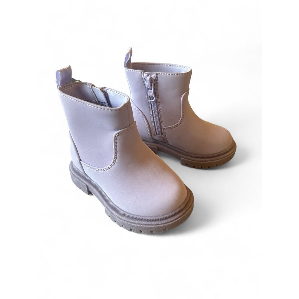 NEW Cat & Jack Toddler Girl's 5 Lavender Flora Zipper Boots Ankle Faux Leather